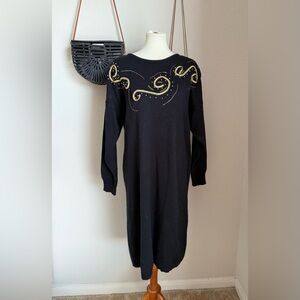Vintage Lady Darian Beaded Sweater Dress, Size 2X
